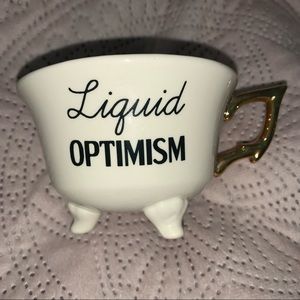 Liquid Optimisim Tea Cup Gold Leaf Handel 8oz 3in High 4in Wide Claw Feet